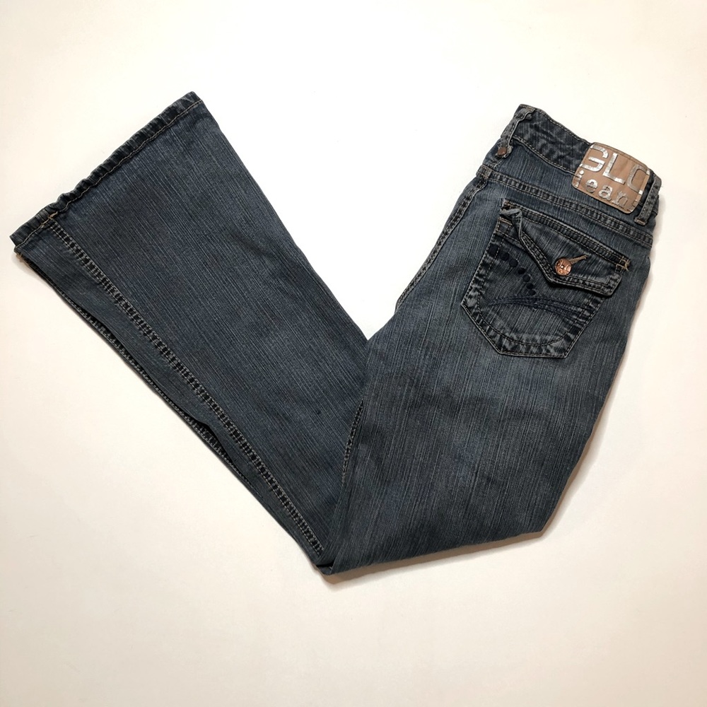 Glo Flare Bellbottom Bootcut Blue Jeans 3 Short